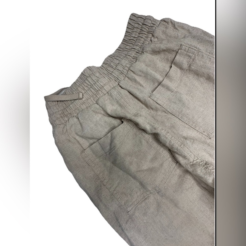 A NEW DAY Women Large High-Rise Ankle Joggers Linen Rayon Tan Pockets Size XS - Picture 8 of 9